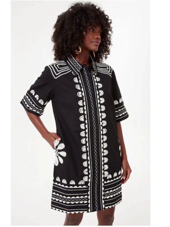 Sea New York Dresses & Skirts - Sea New York Black Ryleigh Ric Rac Short Sleeve Button Up Dress